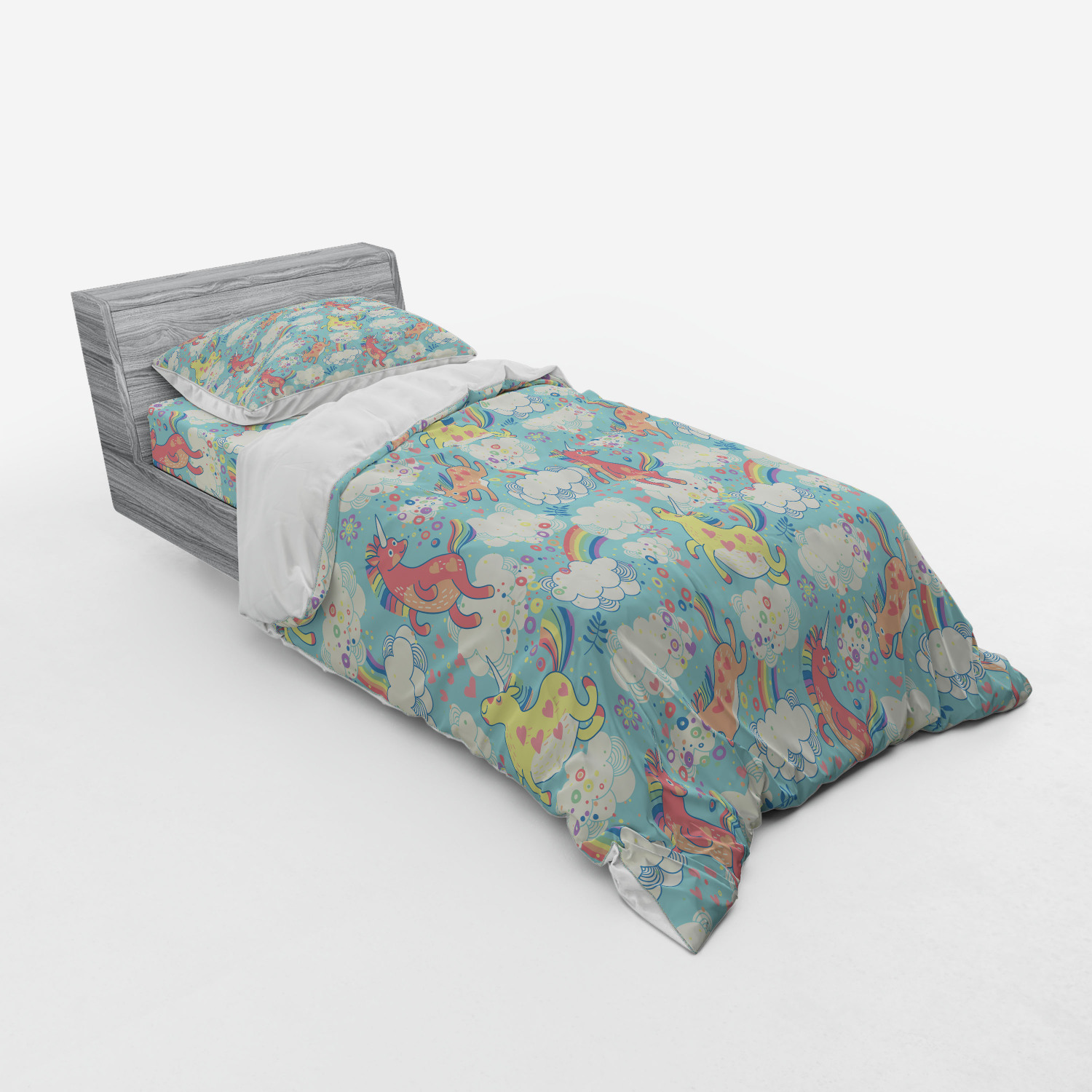 Ambesonne Pastel Design Bedding Set Duvet Cover Sham Fitted Sheet in 3 Sizes - Picture 138 of 236
