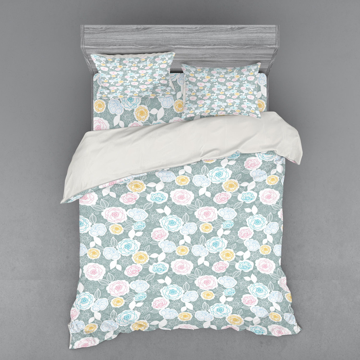 Ambesonne Pastel Design Bedding Set Duvet Cover Sham Fitted Sheet in 3 Sizes - Picture 127 of 236