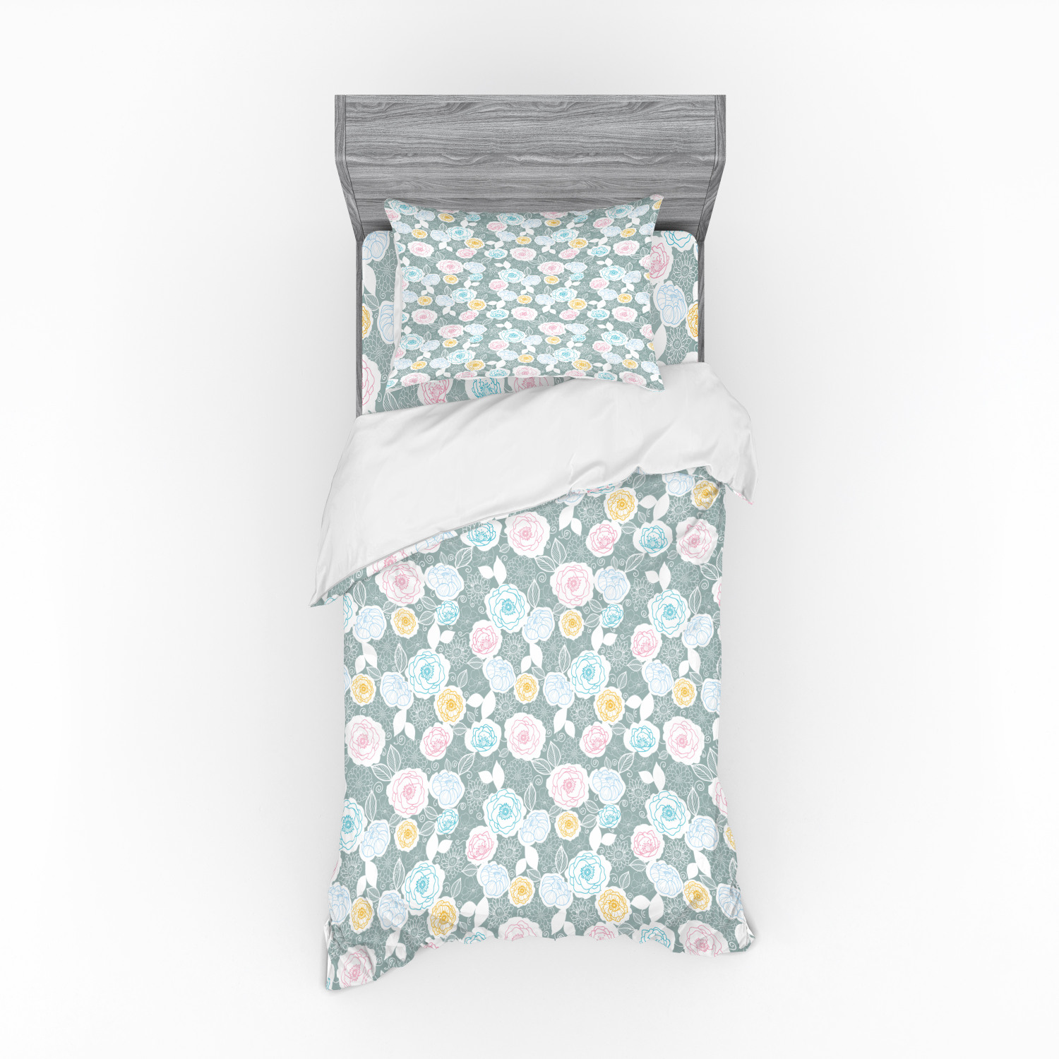 Ambesonne Pastel Design Bedding Set Duvet Cover Sham Fitted Sheet in 3 Sizes - Picture 125 of 236