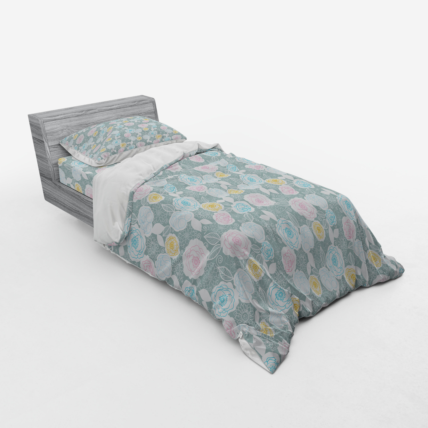 Ambesonne Pastel Design Bedding Set Duvet Cover Sham Fitted Sheet in 3 Sizes - Picture 126 of 236