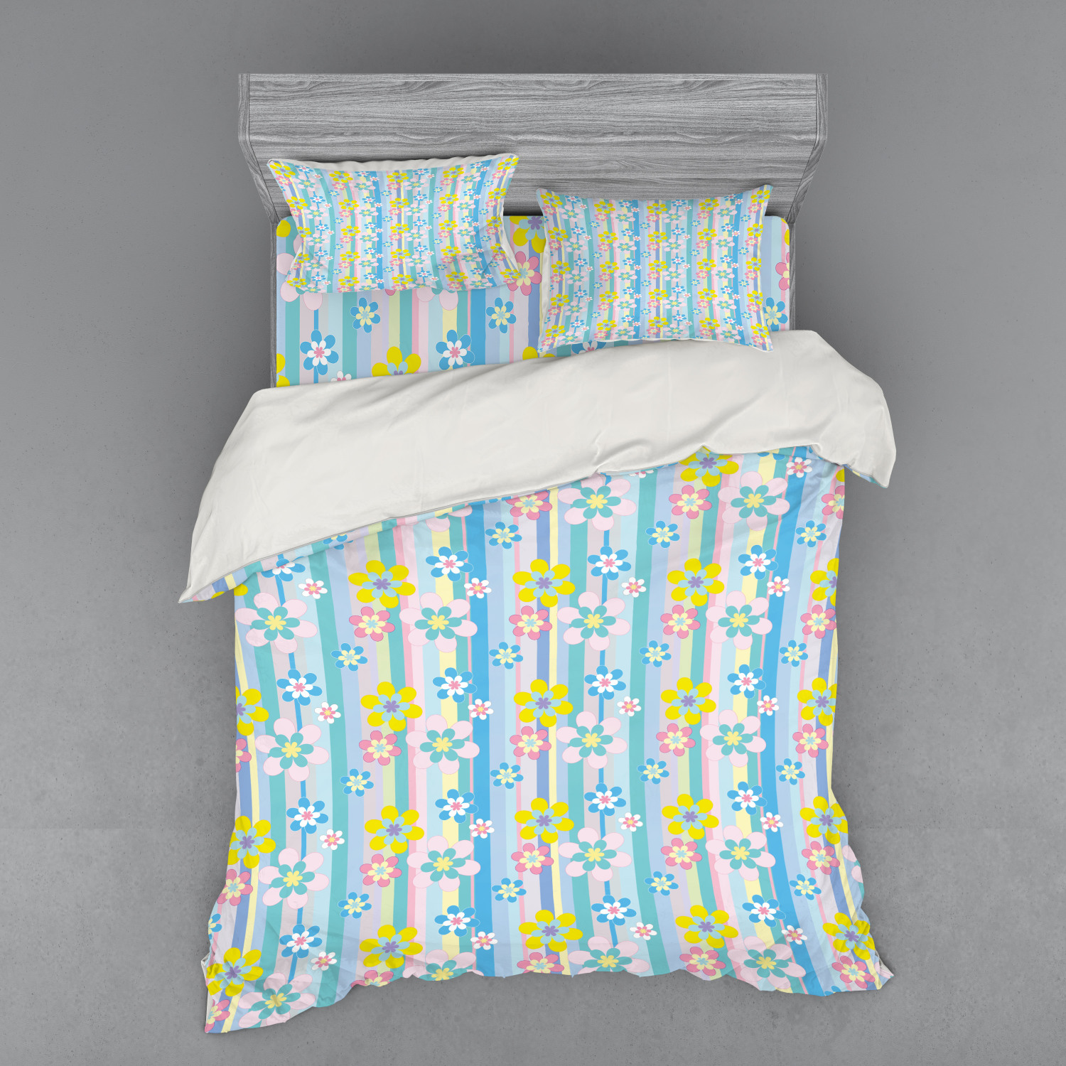 Ambesonne Pastel Design Bedding Set Duvet Cover Sham Fitted Sheet in 3 Sizes - Picture 7 of 236