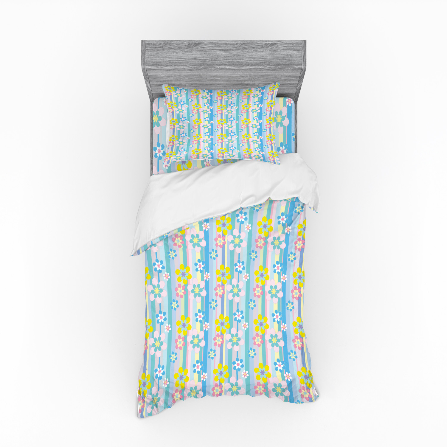Ambesonne Pastel Design Bedding Set Duvet Cover Sham Fitted Sheet in 3 Sizes - Picture 5 of 236