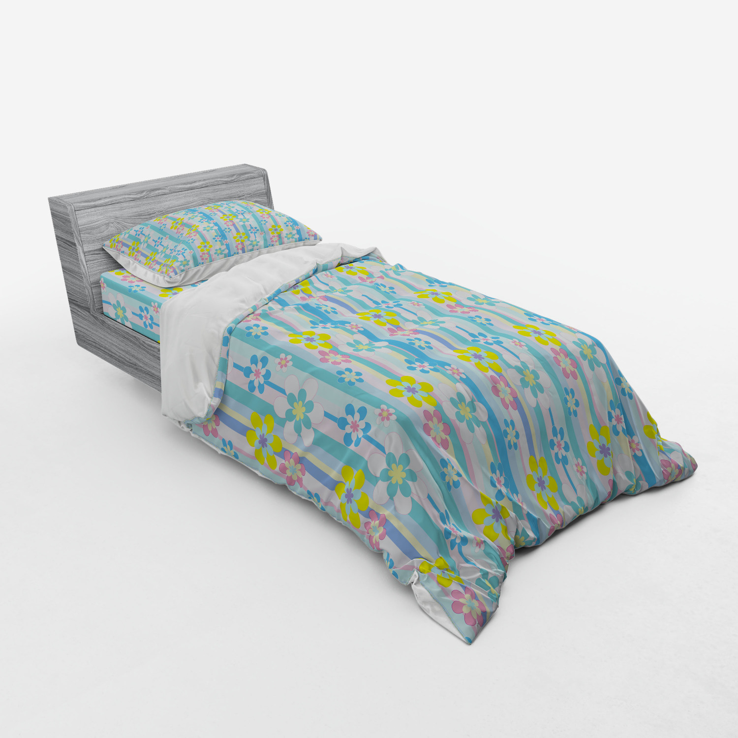 Ambesonne Pastel Design Bedding Set Duvet Cover Sham Fitted Sheet in 3 Sizes - Picture 6 of 236