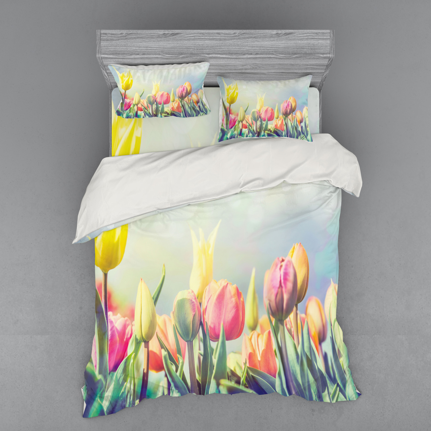 Ambesonne Pastel Design Bedding Set Duvet Cover Sham Fitted Sheet in 3 Sizes - Picture 195 of 236