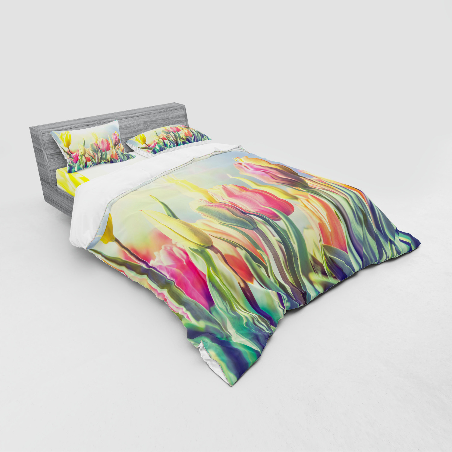 Ambesonne Pastel Design Bedding Set Duvet Cover Sham Fitted Sheet in 3 Sizes - Picture 196 of 236