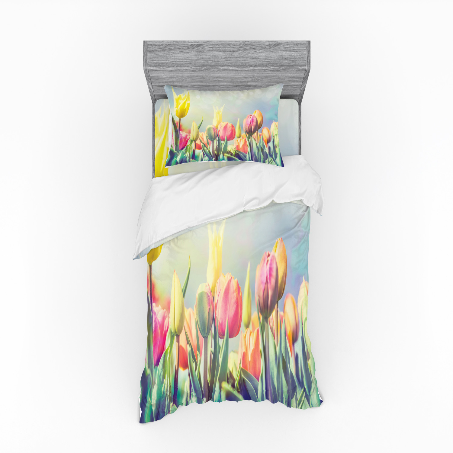 Ambesonne Pastel Design Bedding Set Duvet Cover Sham Fitted Sheet in 3 Sizes - Picture 193 of 236
