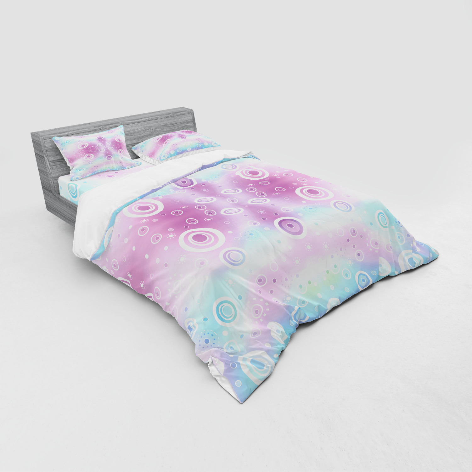 Ambesonne Pastel Design Bedding Set Duvet Cover Sham Fitted Sheet in 3 Sizes - Picture 84 of 236