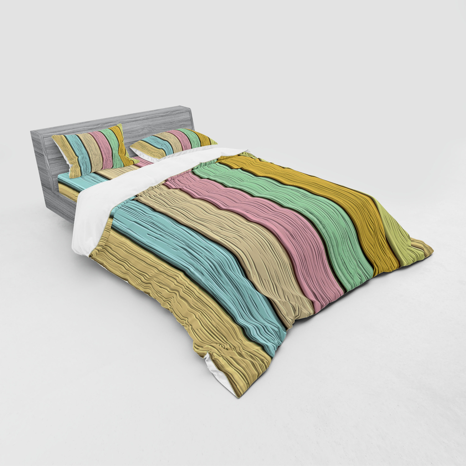 Ambesonne Pastel Design Bedding Set Duvet Cover Sham Fitted Sheet in 3 Sizes - Picture 56 of 236