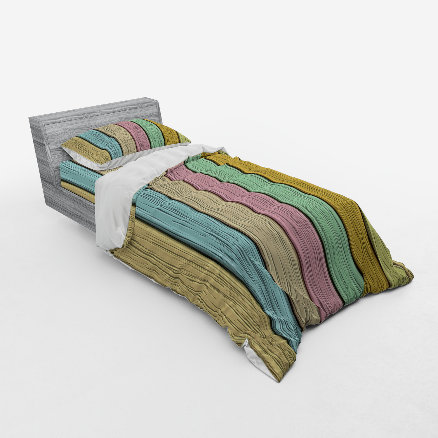 Ambesonne Pastel Design Bedding Set Duvet Cover Sham Fitted Sheet in 3 Sizes - Picture 54 of 236