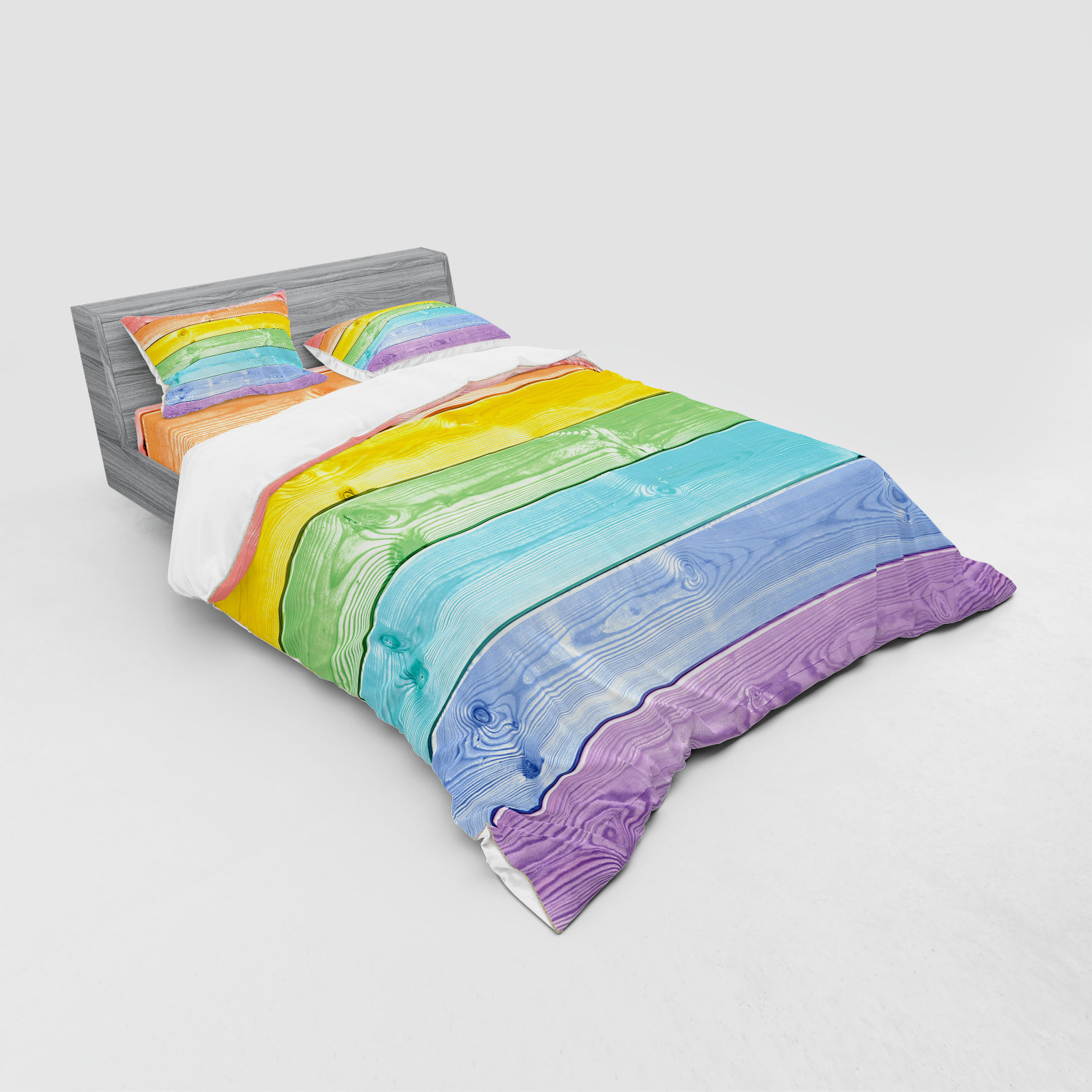 Ambesonne Pastel Design Bedding Set Duvet Cover Sham Fitted Sheet in 3 Sizes - Picture 236 of 236