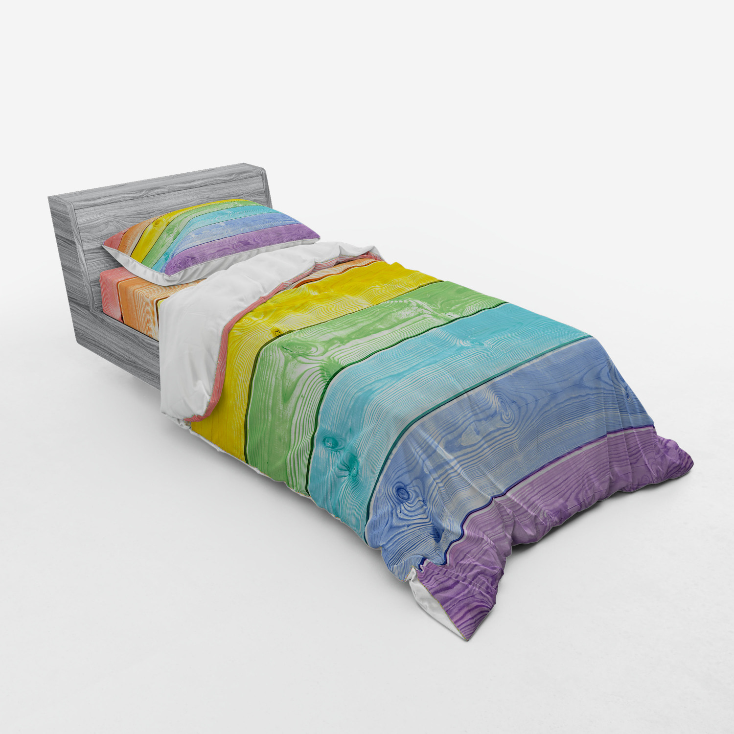 Ambesonne Pastel Design Bedding Set Duvet Cover Sham Fitted Sheet in 3 Sizes - Picture 234 of 236