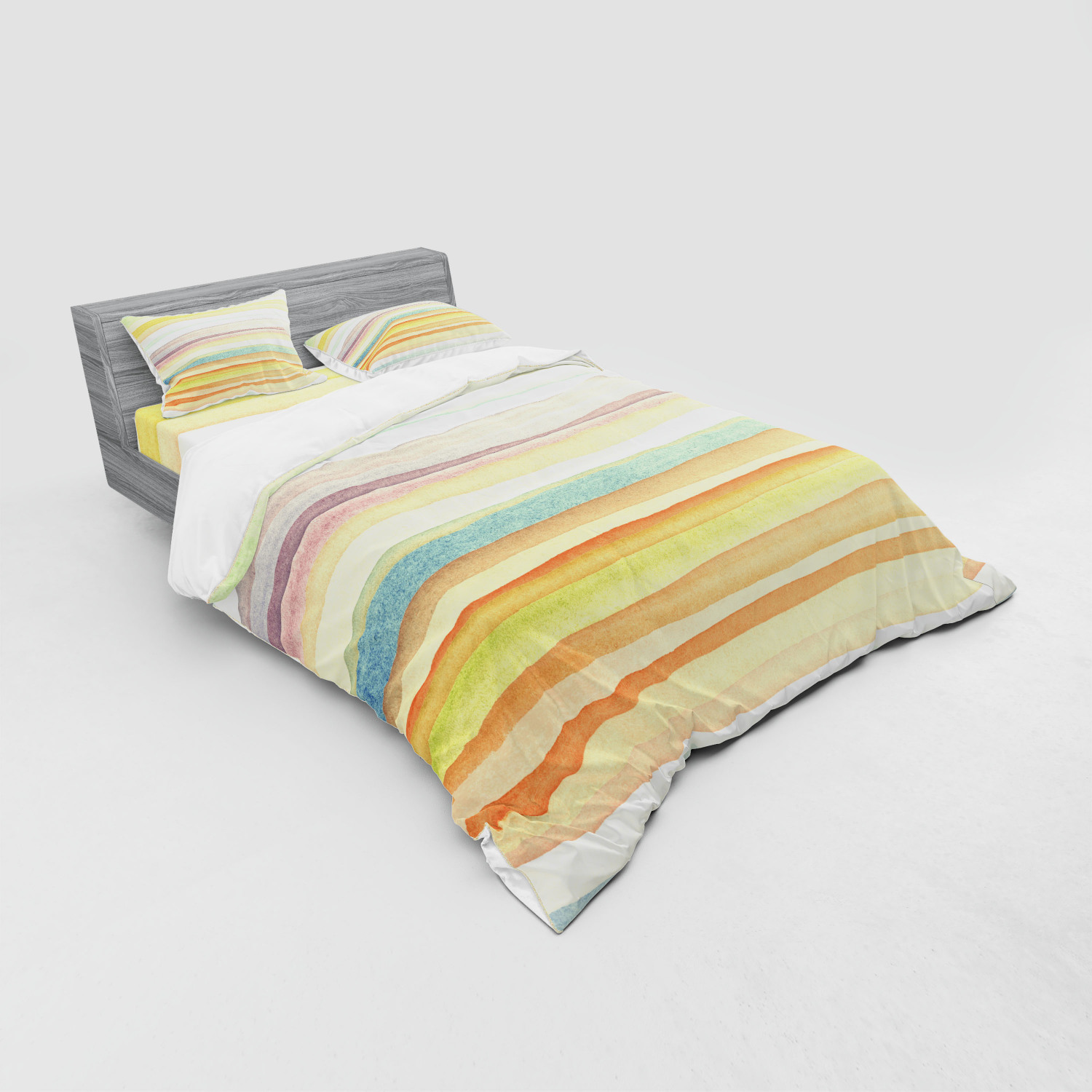 Ambesonne Pastel Design Bedding Set Duvet Cover Sham Fitted Sheet in 3 Sizes - Picture 188 of 236