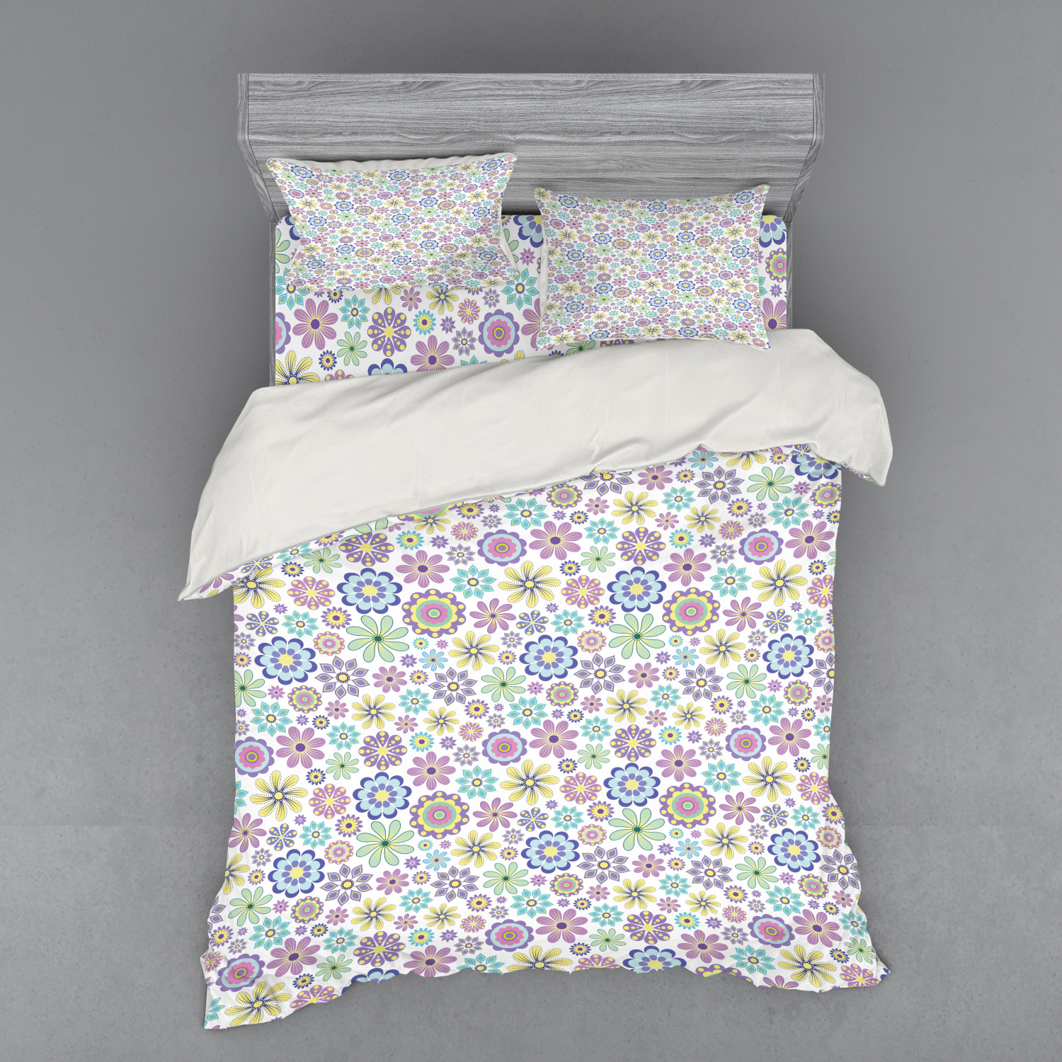 Ambesonne Pastel Design Bedding Set Duvet Cover Sham Fitted Sheet in 3 Sizes - Picture 123 of 236