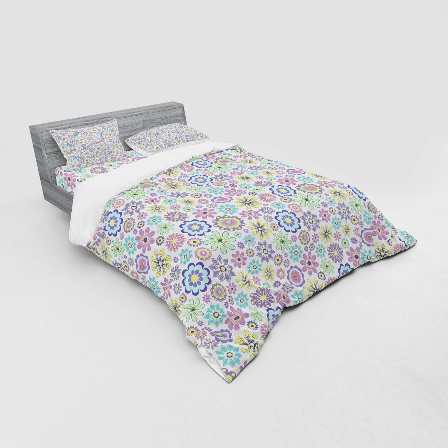 Ambesonne Pastel Design Bedding Set Duvet Cover Sham Fitted Sheet in 3 Sizes - Picture 124 of 236