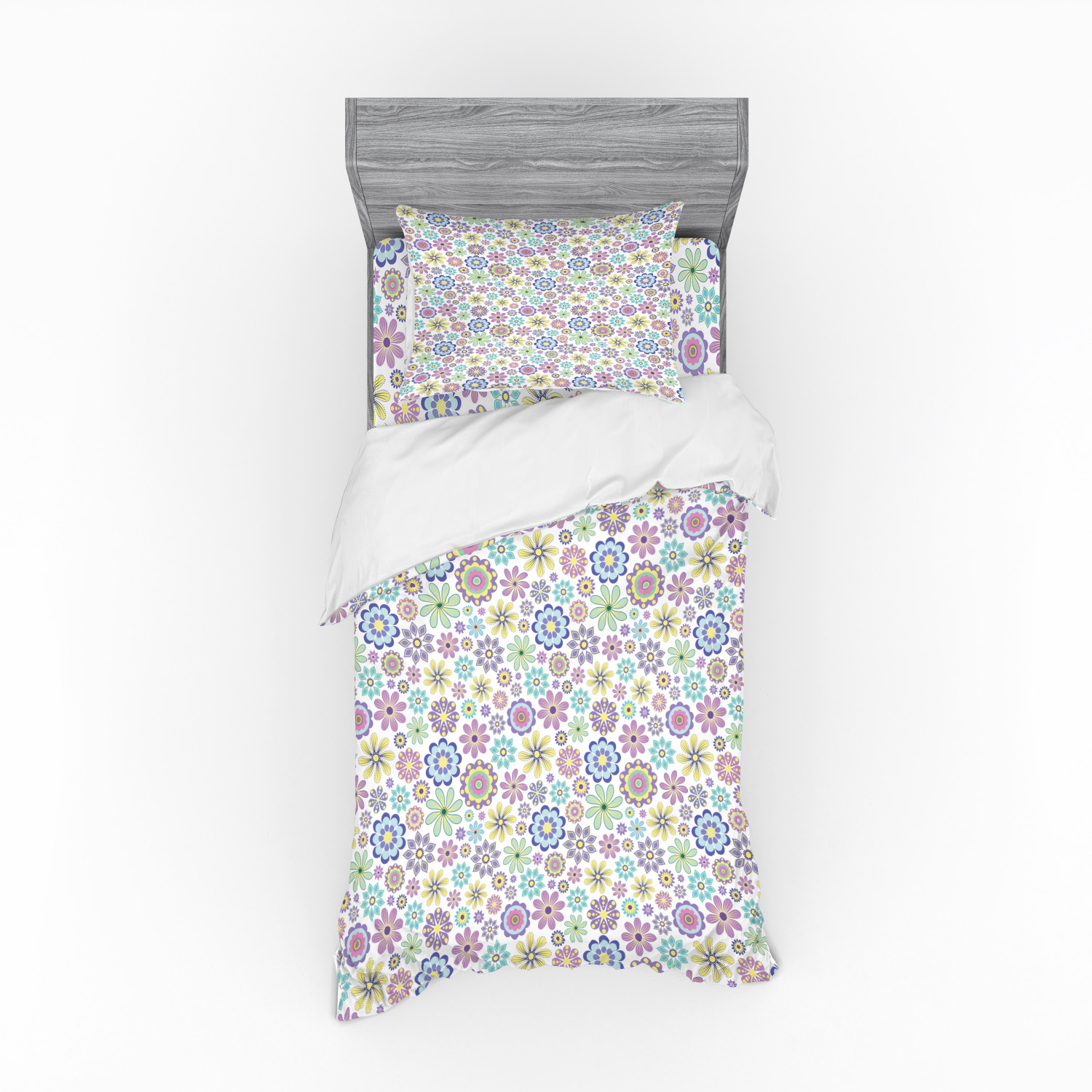 Ambesonne Pastel Design Bedding Set Duvet Cover Sham Fitted Sheet in 3 Sizes - Picture 121 of 236