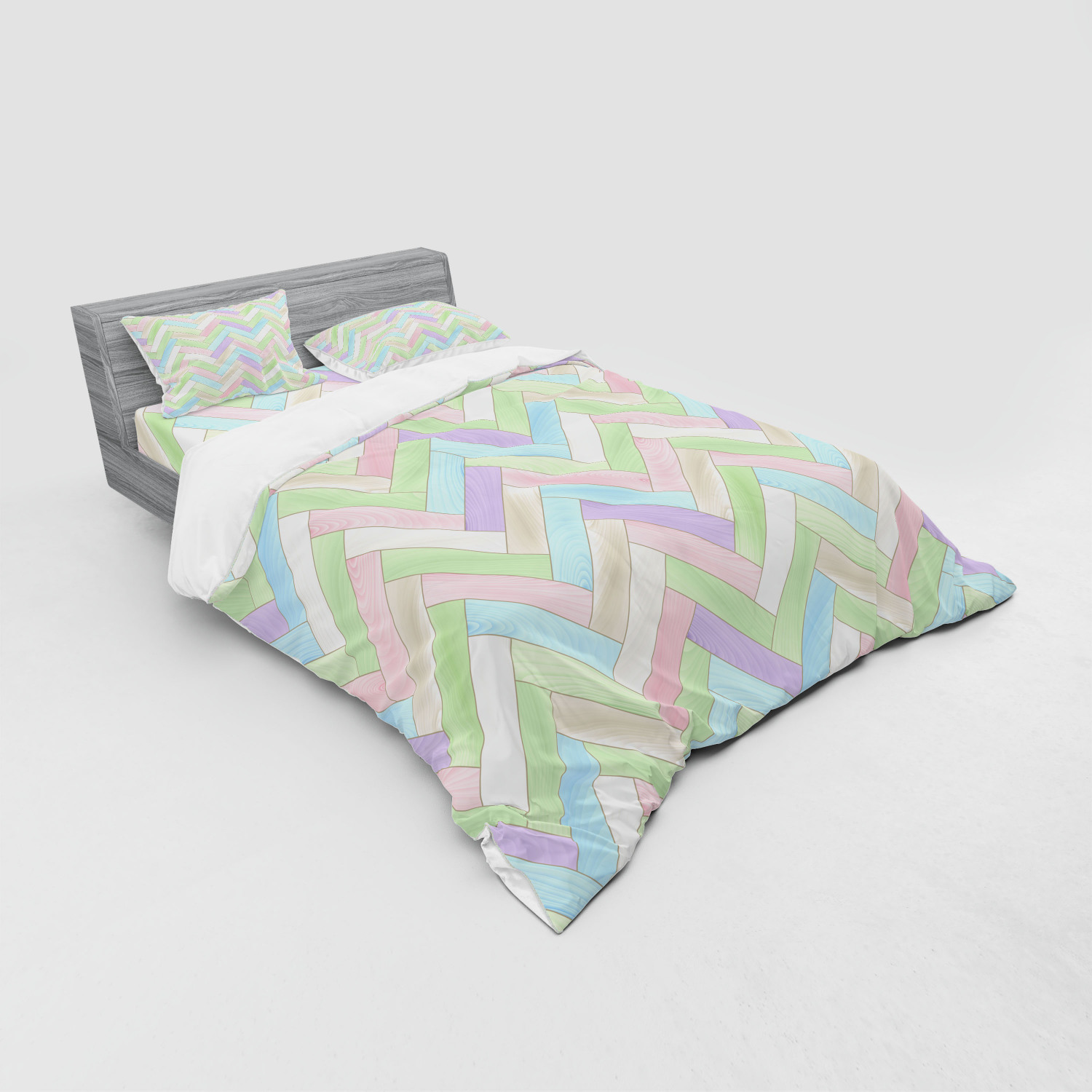 Ambesonne Pastel Design Bedding Set Duvet Cover Sham Fitted Sheet in 3 Sizes - Picture 136 of 236