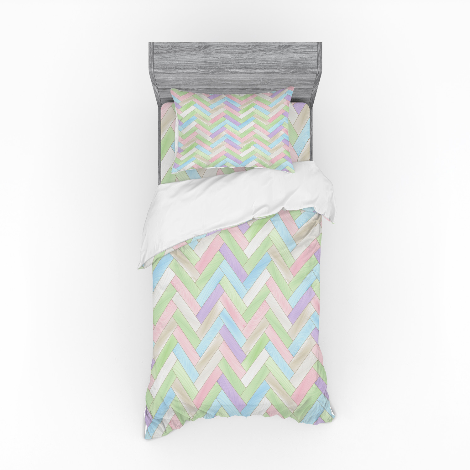 Ambesonne Pastel Design Bedding Set Duvet Cover Sham Fitted Sheet in 3 Sizes - Picture 133 of 236