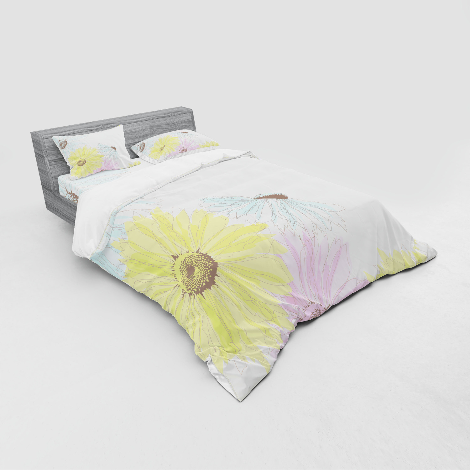 Ambesonne Pastel Design Bedding Set Duvet Cover Sham Fitted Sheet in 3 Sizes - Picture 40 of 236