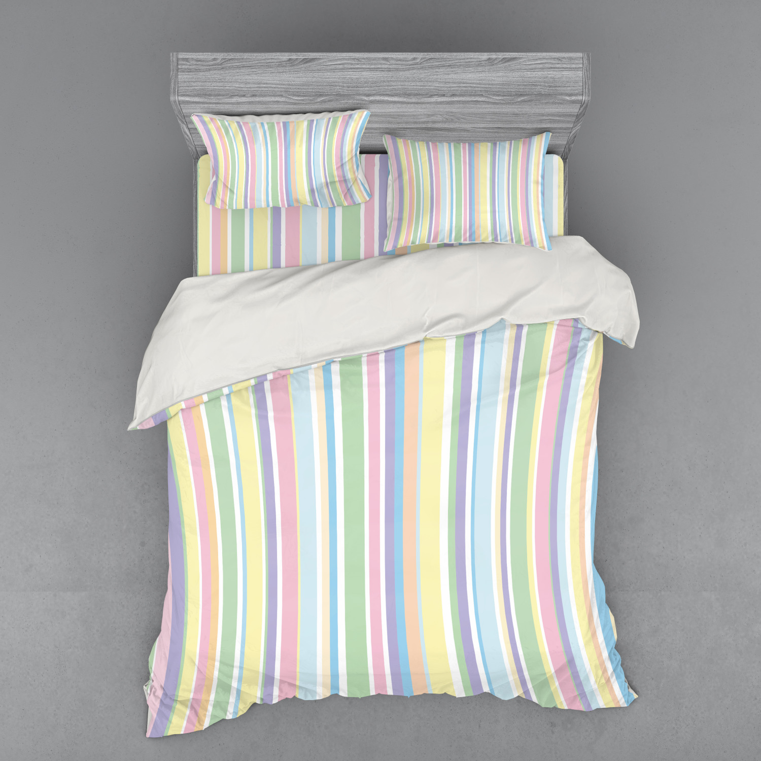 Ambesonne Pastel Design Bedding Set Duvet Cover Sham Fitted Sheet in 3 Sizes - Picture 183 of 236