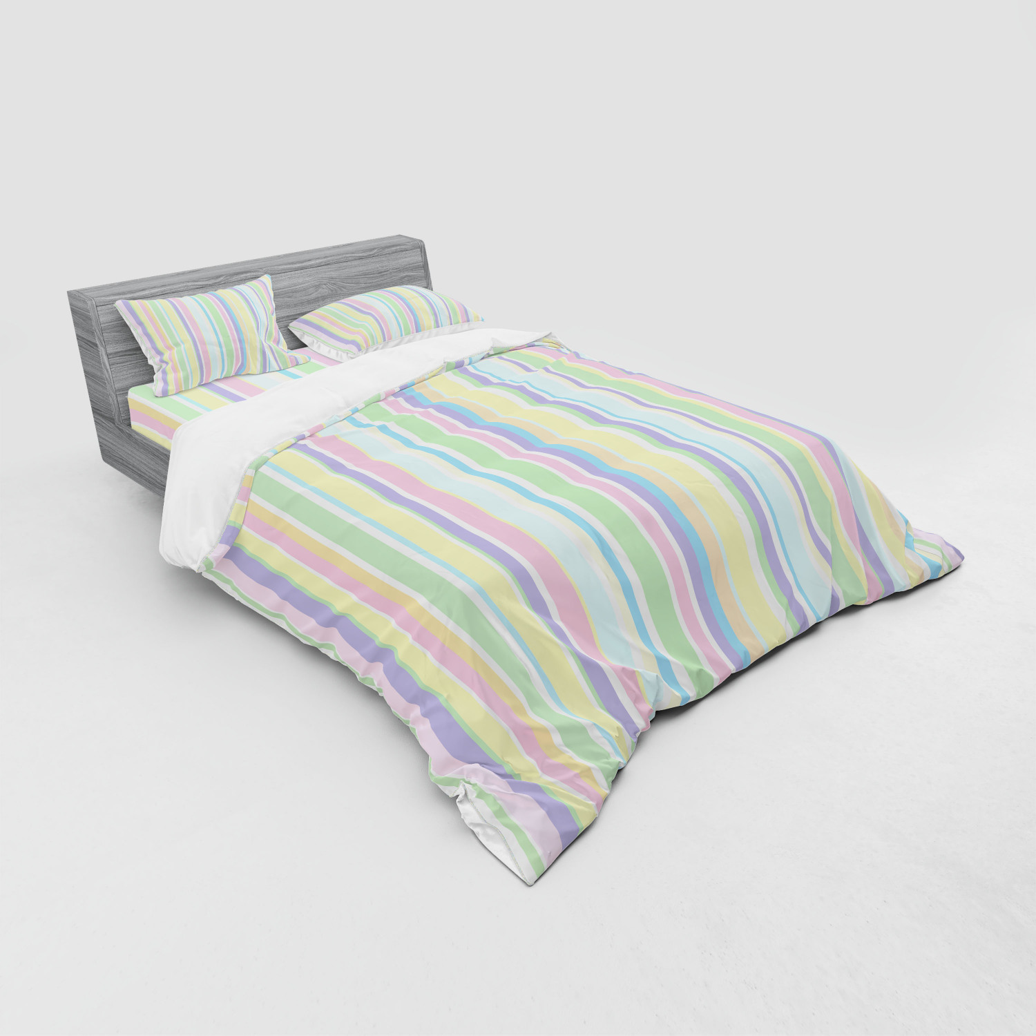 Ambesonne Pastel Design Bedding Set Duvet Cover Sham Fitted Sheet in 3 Sizes - Picture 184 of 236