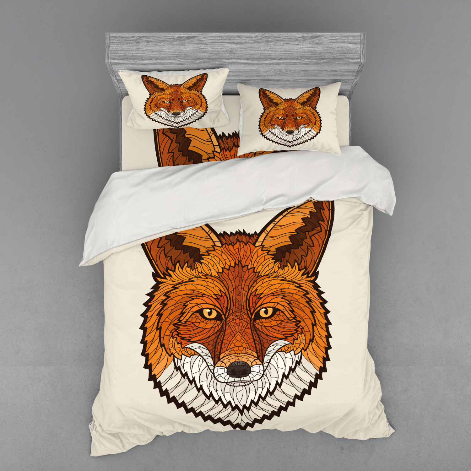 Ambesonne Fox Animal Bedding Set Duvet Cover Sham Fitted Sheet in 3