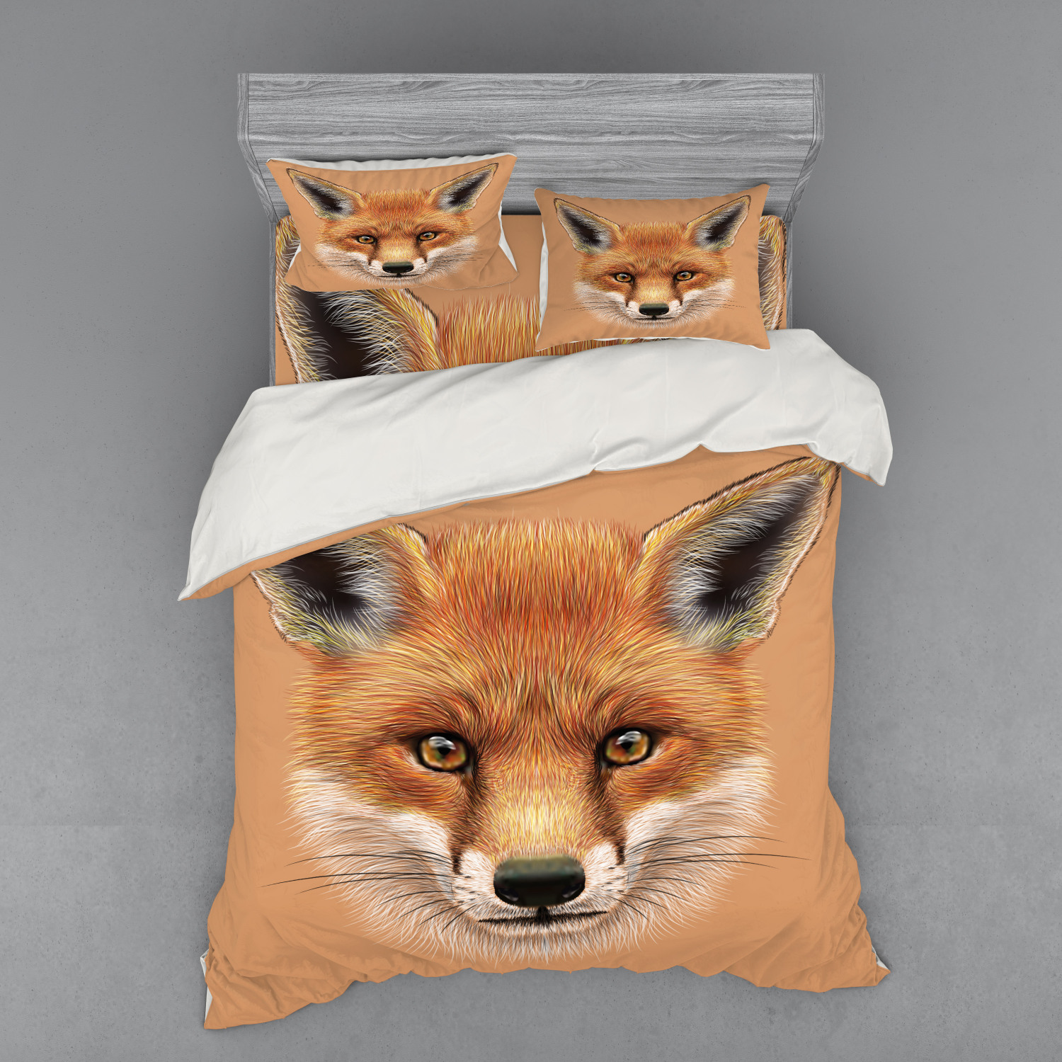 Ambesonne Fox Animal Bedding Set Duvet Cover Sham Fitted Sheet in 3