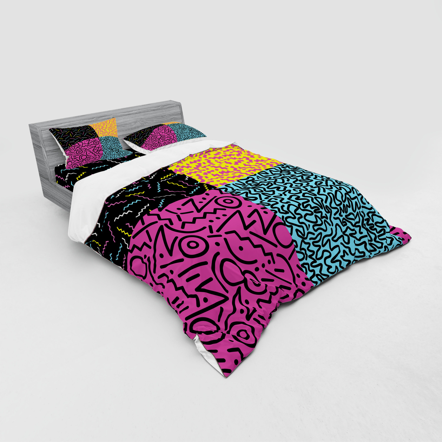 Ambesonne Indie Motif Bedding Set Duvet Cover Sham Fitted Sheet in 3