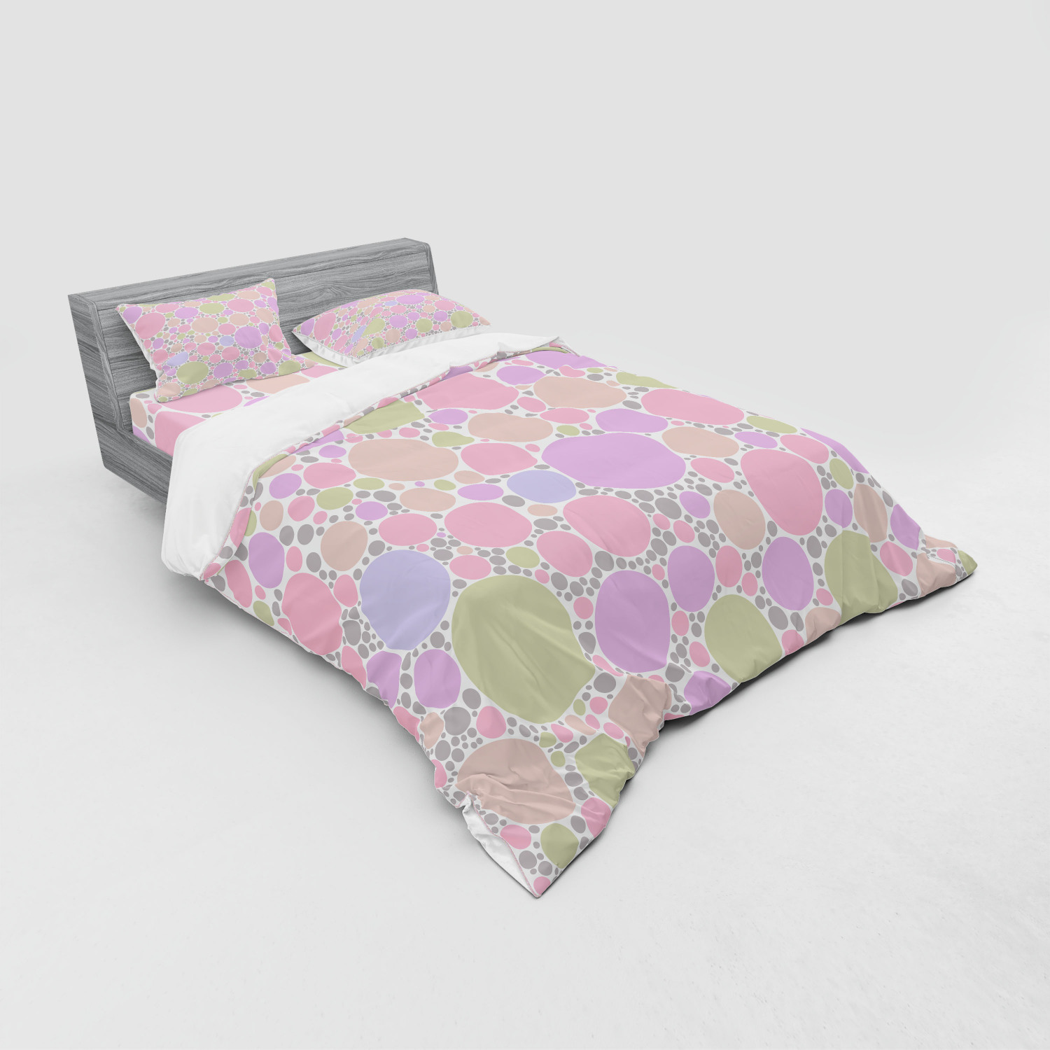 Ambesonne Pastel Design Bedding Set Duvet Cover Sham Fitted Sheet in 3 Sizes - Picture 104 of 236