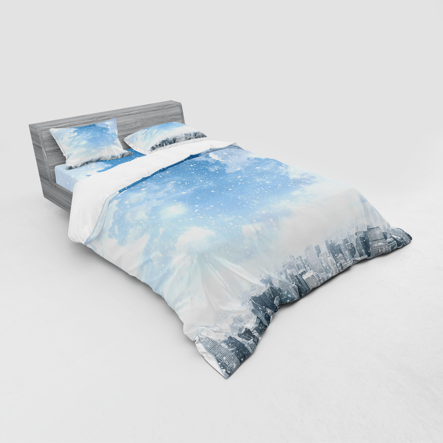 Ambesonne Winter Scene Bedding Set Duvet Cover Sham Fitted Sheet in 3