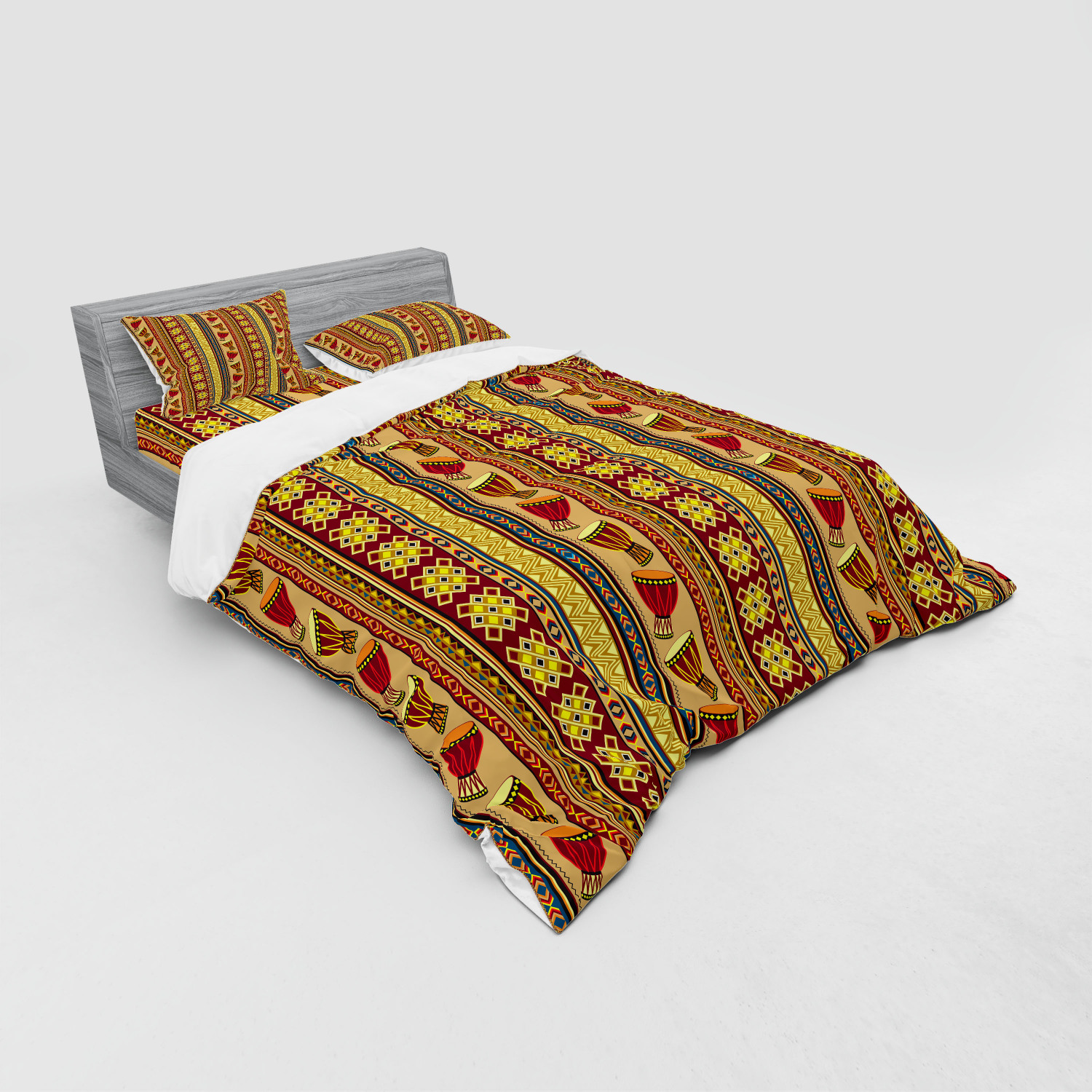 Ambesonne African Theme Bedding Set Duvet Cover Sham Fitted Sheet in 3
