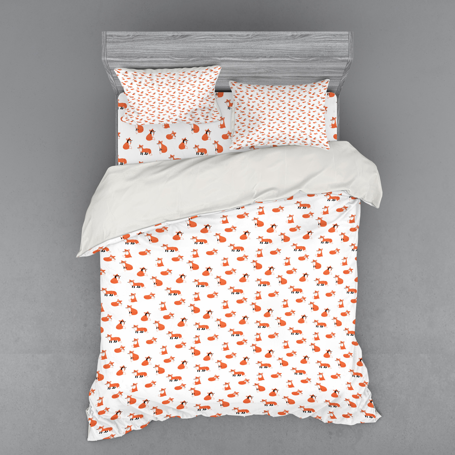 Ambesonne Fox Animal Bedding Set Duvet Cover Sham Fitted Sheet in 3