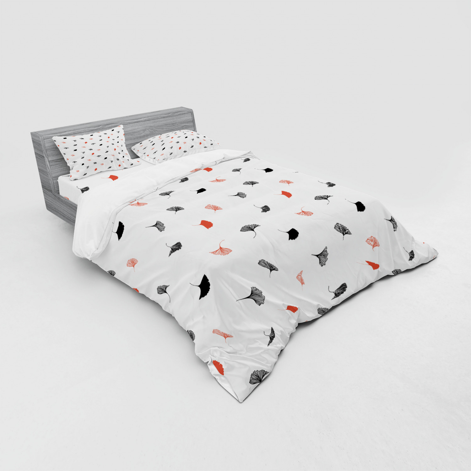 Ambesonne Leaf Print Bedding Set Duvet Cover Sham Fitted Sheet in 3 Sizes - Picture 180 of 228