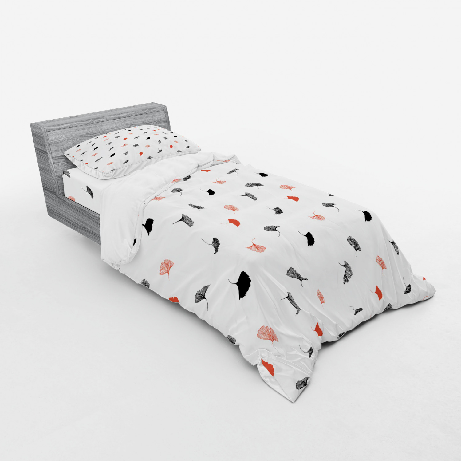 Ambesonne Leaf Print Bedding Set Duvet Cover Sham Fitted Sheet in 3 Sizes - Picture 178 of 228