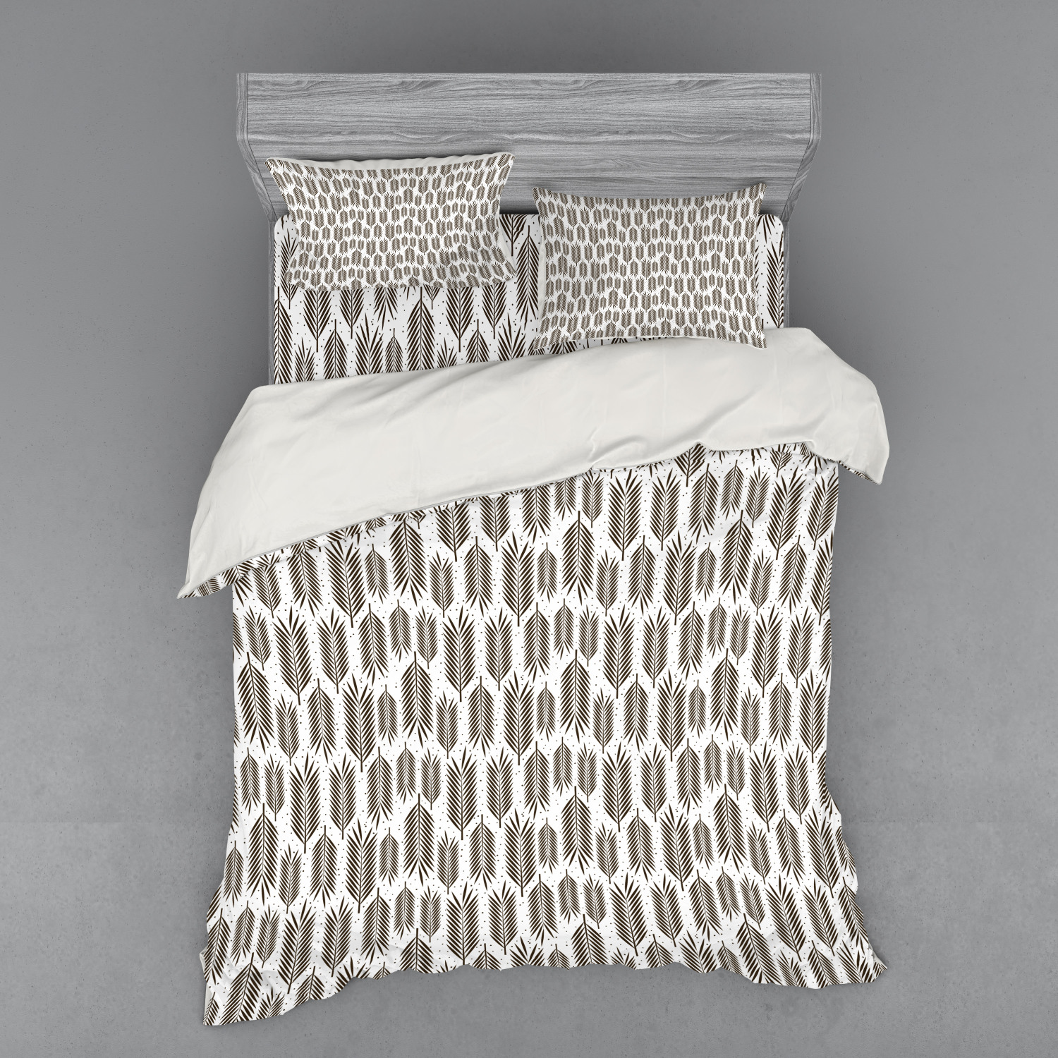 Ambesonne Leaf Print Bedding Set Duvet Cover Sham Fitted Sheet in 3 Sizes - Picture 163 of 228