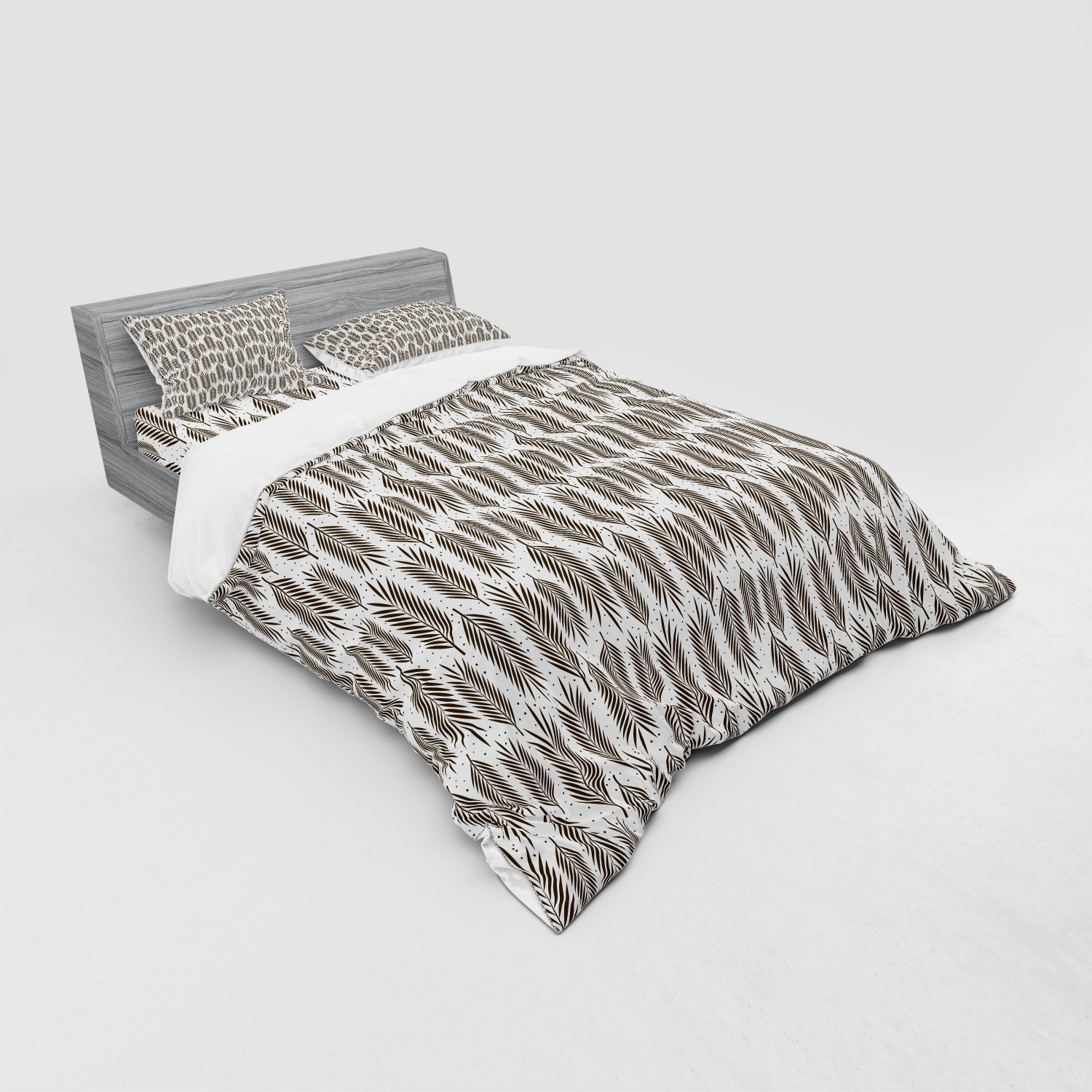 Ambesonne Leaf Print Bedding Set Duvet Cover Sham Fitted Sheet in 3 Sizes - Picture 164 of 228