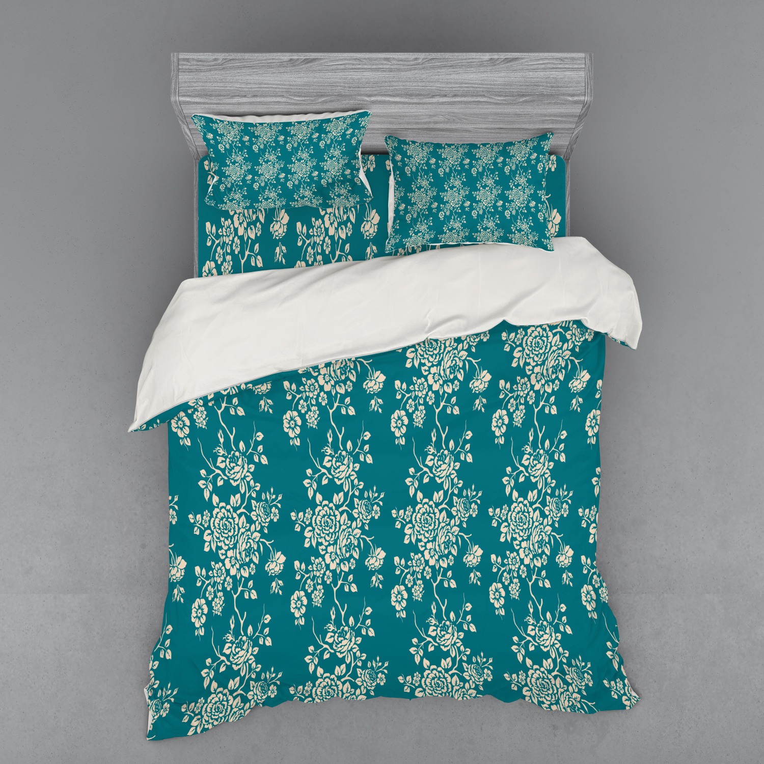 Ambesonne Leaf Print Bedding Set Duvet Cover Sham Fitted Sheet in 3 Sizes - Picture 187 of 228