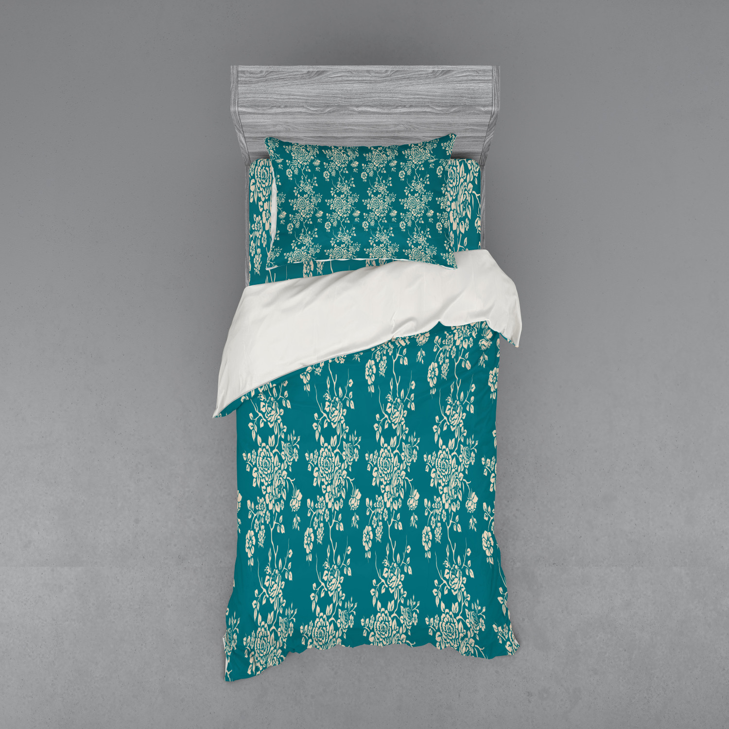 Ambesonne Leaf Print Bedding Set Duvet Cover Sham Fitted Sheet in 3 Sizes - Picture 185 of 228