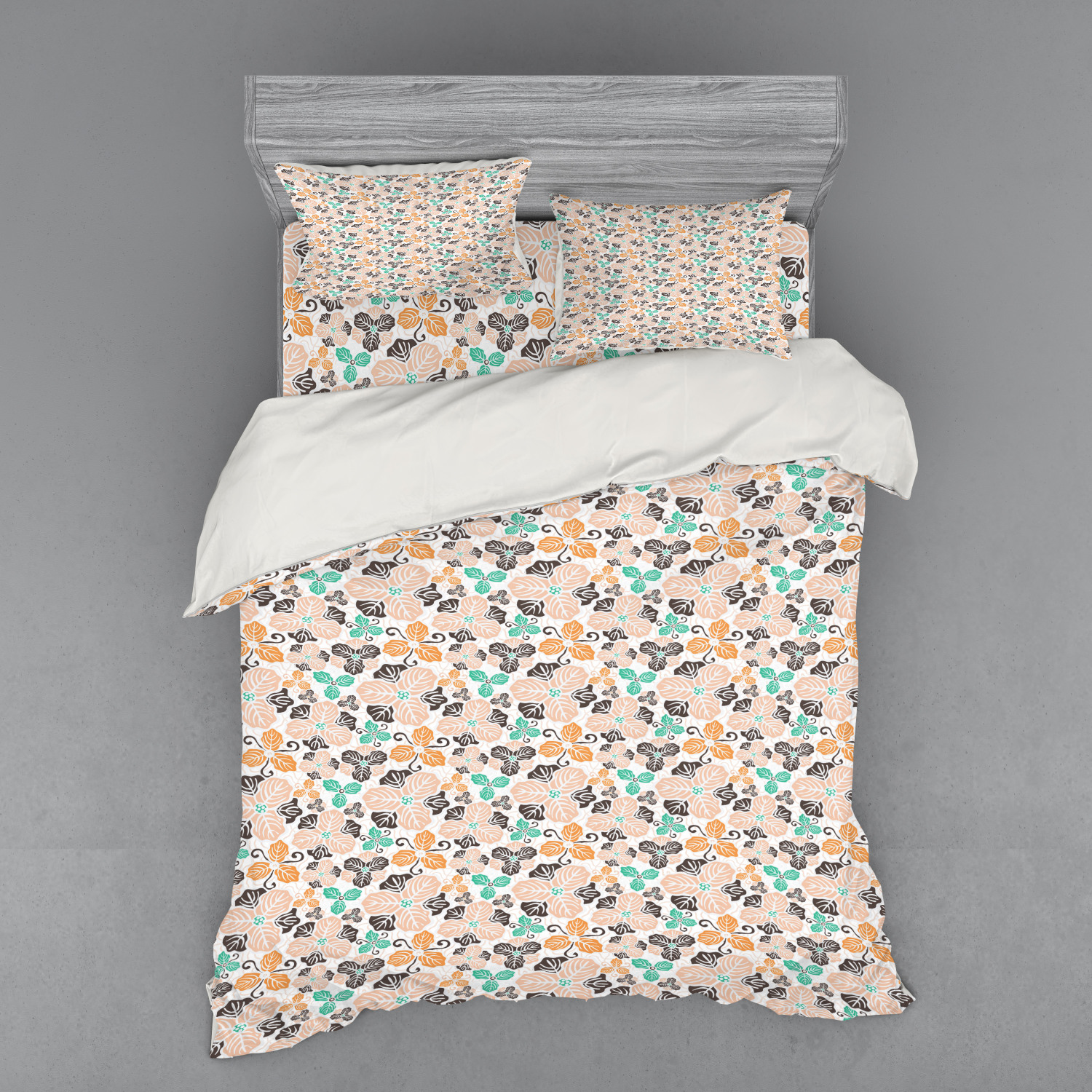 Ambesonne Leaves Bedding Set Duvet Cover Sham Fitted Sheet in 3 Sizes - Picture 35 of 244
