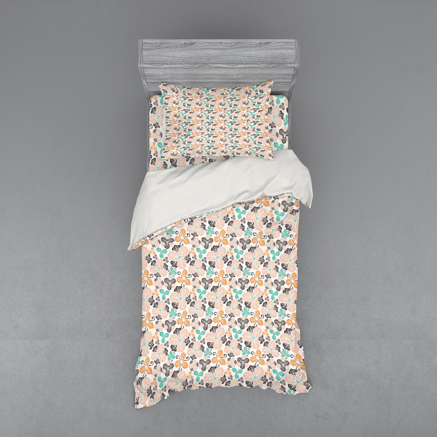 Ambesonne Leaves Bedding Set Duvet Cover Sham Fitted Sheet in 3 Sizes - Picture 33 of 244