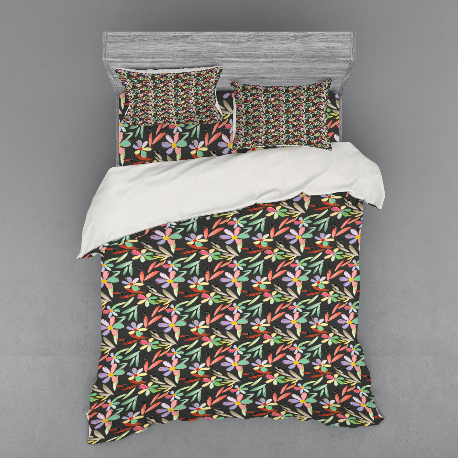 Ambesonne Leaves Bedding Set Duvet Cover Sham Fitted Sheet in 3 Sizes - Picture 27 of 244