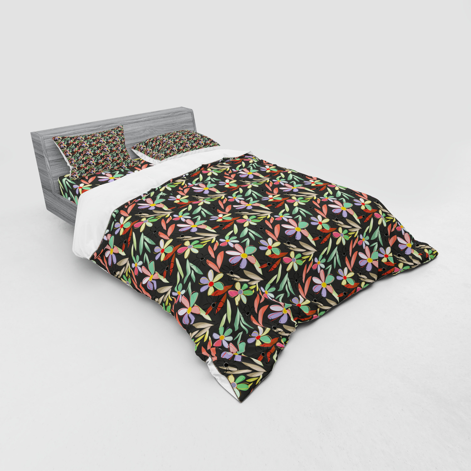 Ambesonne Leaves Bedding Set Duvet Cover Sham Fitted Sheet in 3 Sizes - Picture 28 of 244
