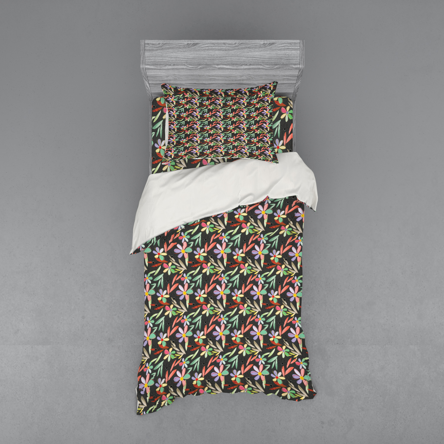 Ambesonne Leaves Bedding Set Duvet Cover Sham Fitted Sheet in 3 Sizes - Picture 25 of 244
