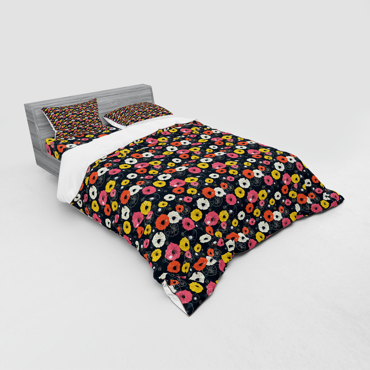 Ambesonne Leaves Bedding Set Duvet Cover Sham Fitted Sheet in 3 Sizes - Picture 96 of 244