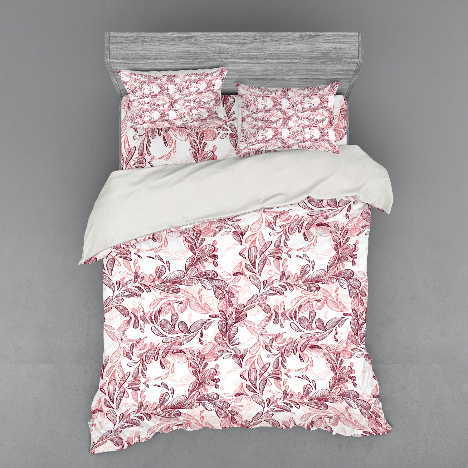 Ambesonne Leaves Bedding Set Duvet Cover Sham Fitted Sheet in 3 Sizes - Picture 211 of 244