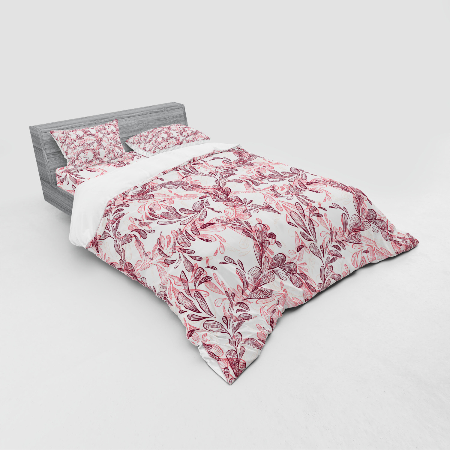 Ambesonne Leaves Bedding Set Duvet Cover Sham Fitted Sheet in 3 Sizes - Picture 212 of 244