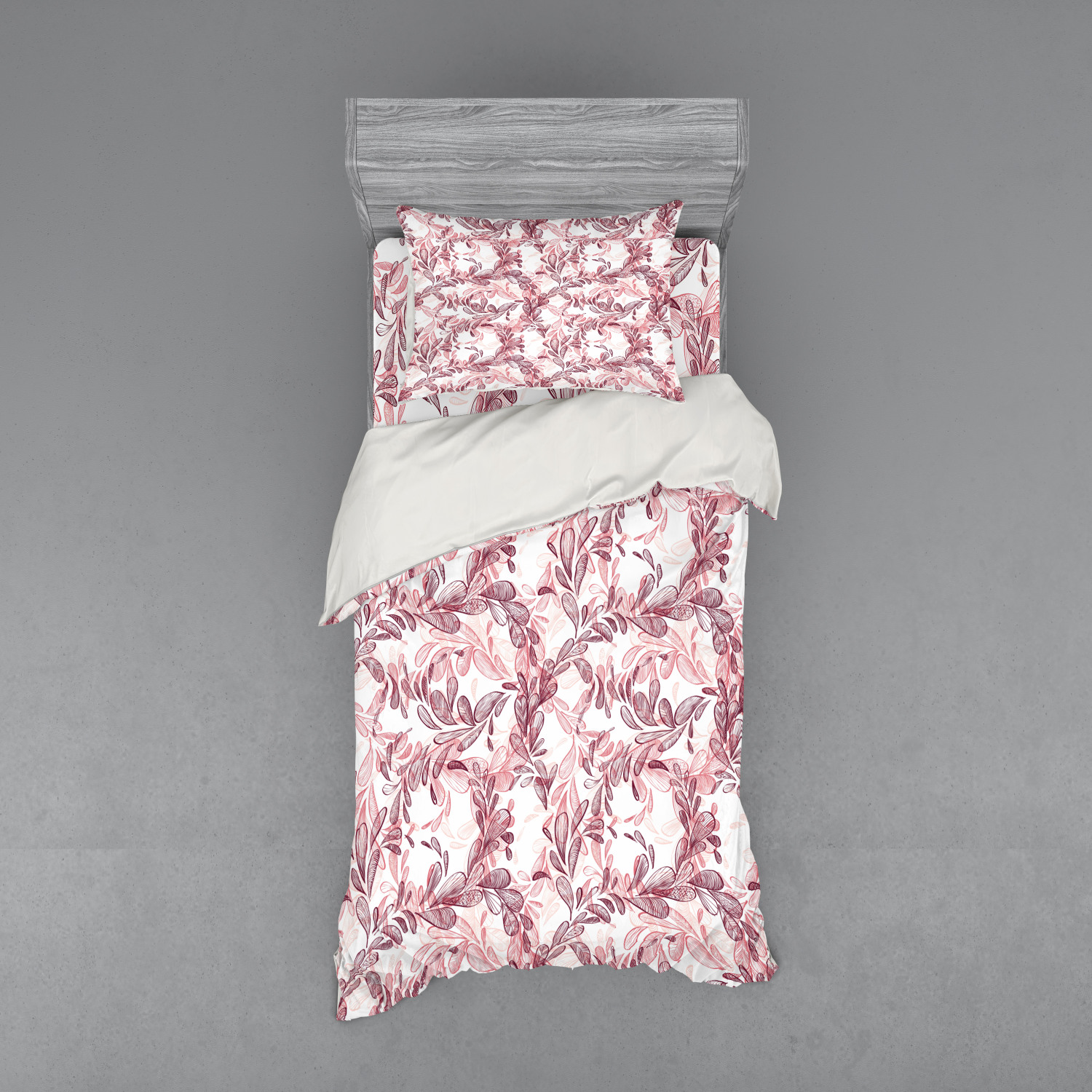 Ambesonne Leaves Bedding Set Duvet Cover Sham Fitted Sheet in 3 Sizes - Picture 209 of 244