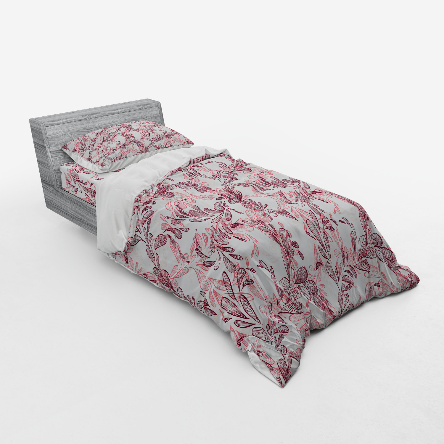 Ambesonne Leaves Bedding Set Duvet Cover Sham Fitted Sheet in 3 Sizes - Picture 210 of 244