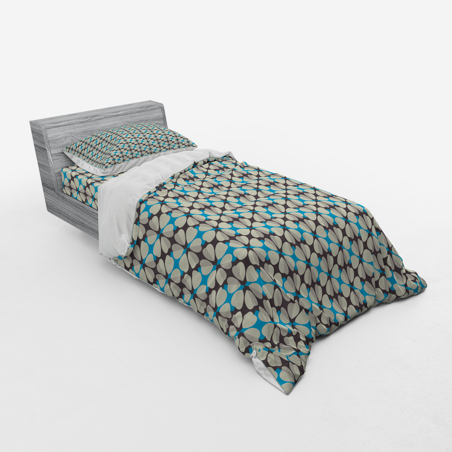 Ambesonne Leaves Bedding Set Duvet Cover Sham Fitted Sheet in 3 Sizes - Picture 102 of 244