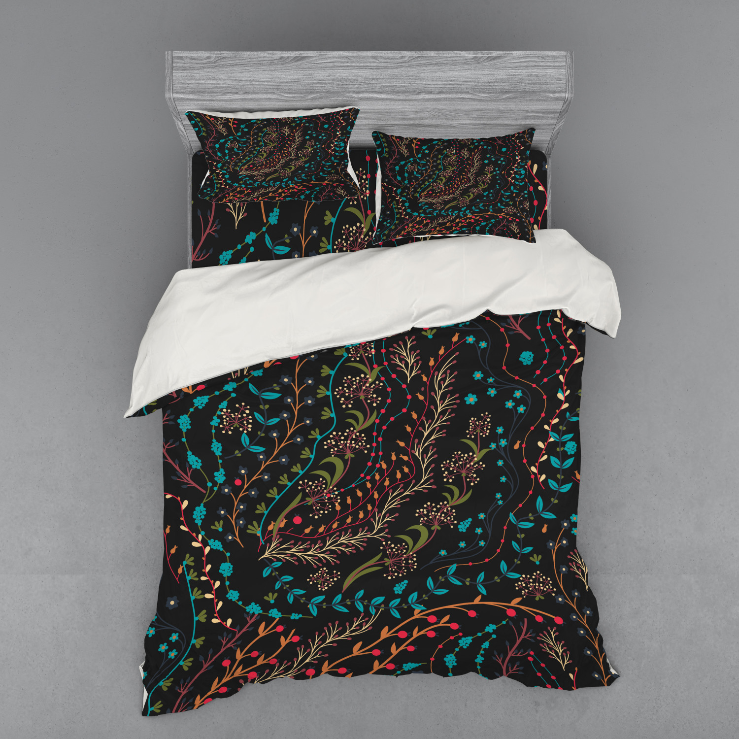 Ambesonne Leaves Bedding Set Duvet Cover Sham Fitted Sheet in 3 Sizes - Picture 139 of 244
