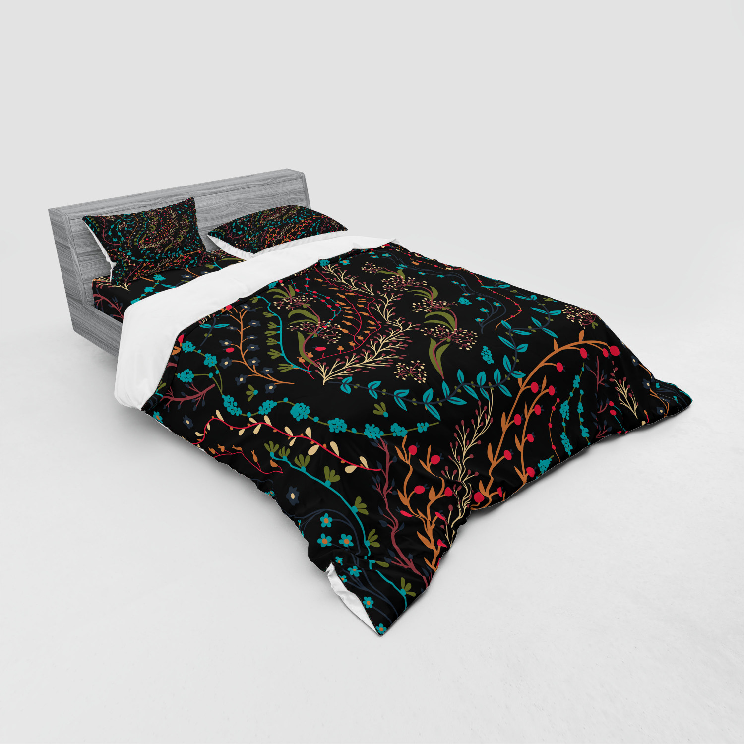 Ambesonne Leaves Bedding Set Duvet Cover Sham Fitted Sheet in 3 Sizes - Picture 140 of 244